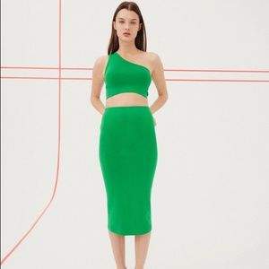 Zara SEAMLESS MIDI SKIRT Sz XS S NEW NWT Green
